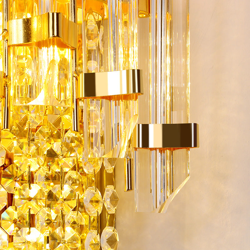 Lámpara de pared de oro de cristal en el estilo artístico moderno de metal electroplacado de 3 luces.