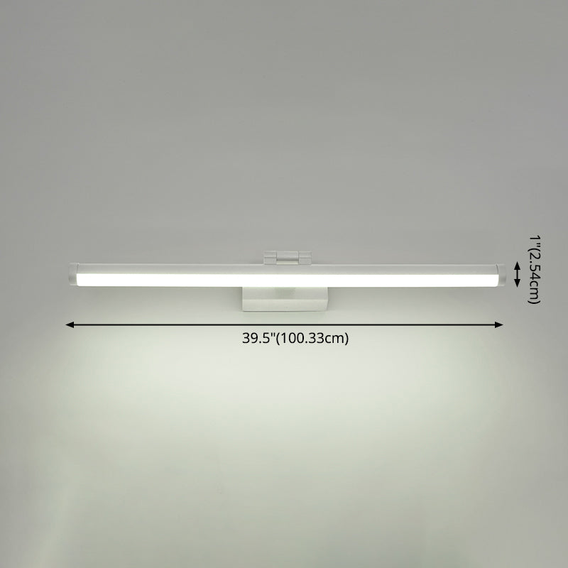 1-Light Linear Wall Sconce Modern Simple Style  Mirror Wall Lighting in White