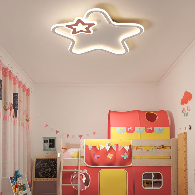 Kids Flush Mount Light Metal LED Pentagon Ceiling Mount Light Fixture for Bedroom