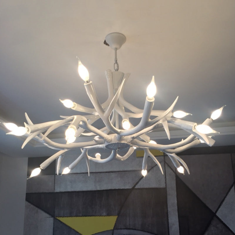 Lámpara de araña de resina Sputnik Contemporáneo de 22 cabezas de comedor Luz de techo en blanco