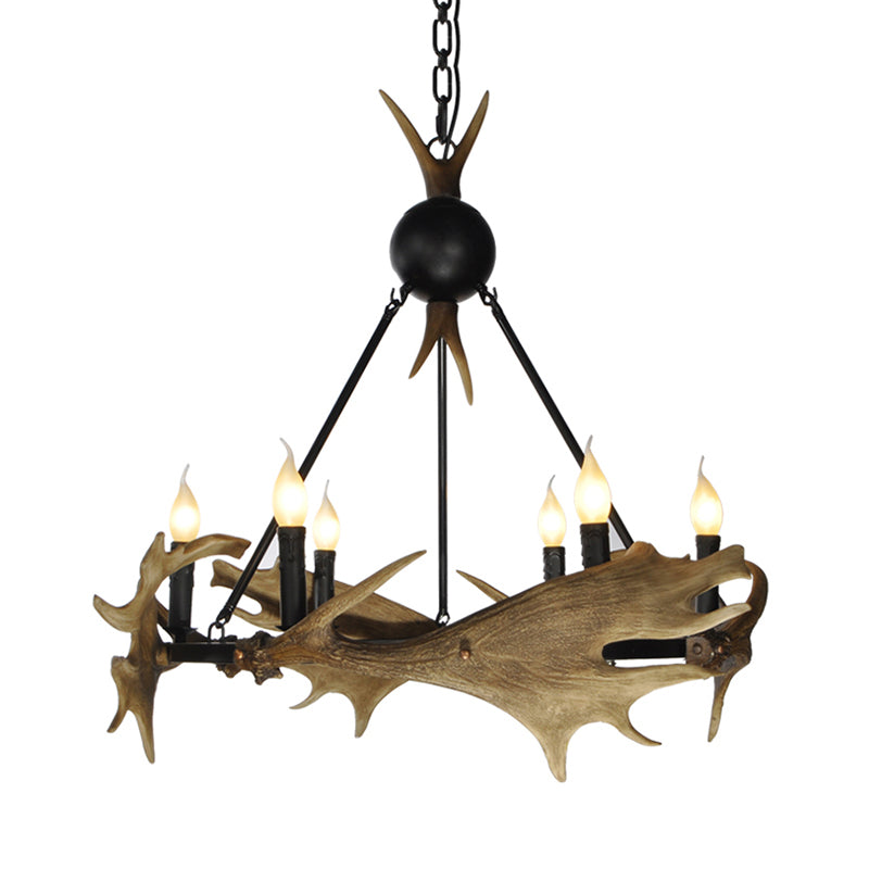 Lampadario a pendente di corna in finto marrone Resina rustica Rustica 6/8 Teste da letto Luce a soffitto appeso