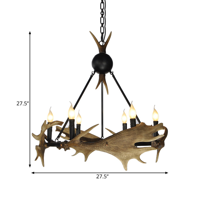 Lampadario a pendente di corna in finto marrone Resina rustica Rustica 6/8 Teste da letto Luce a soffitto appeso