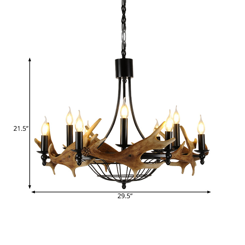 Lámpara de vino de vino de metal rústico de lámpara de 9 luces marrones para sala de estar para sala de estar para sala de estar