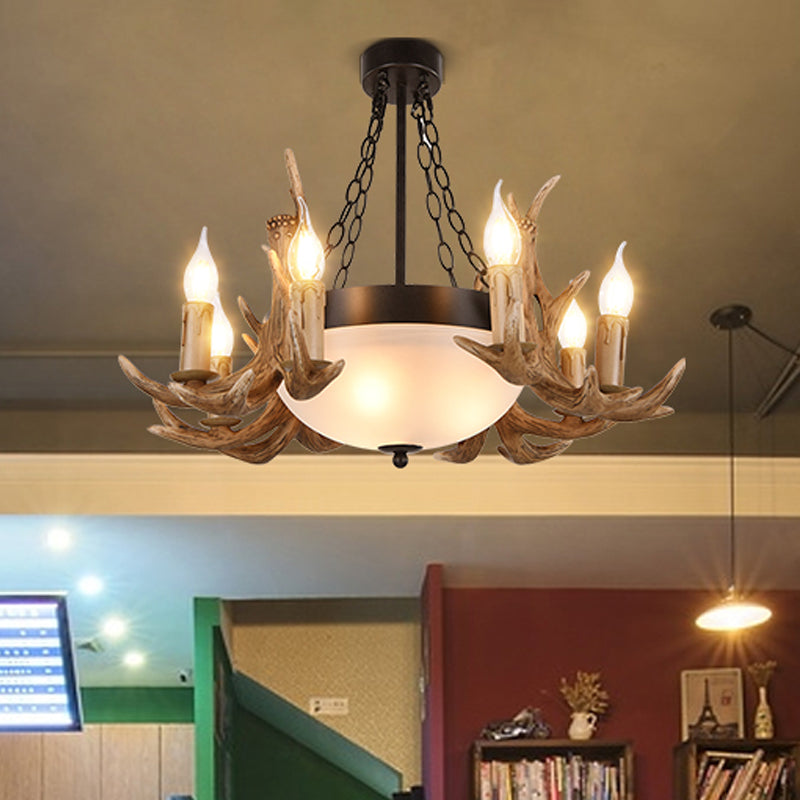 Lámpara de lámpara de semi esfera de metal contemporánea de 11 cabezas de restaurante de 11 cabezas de techo de techo en marrón