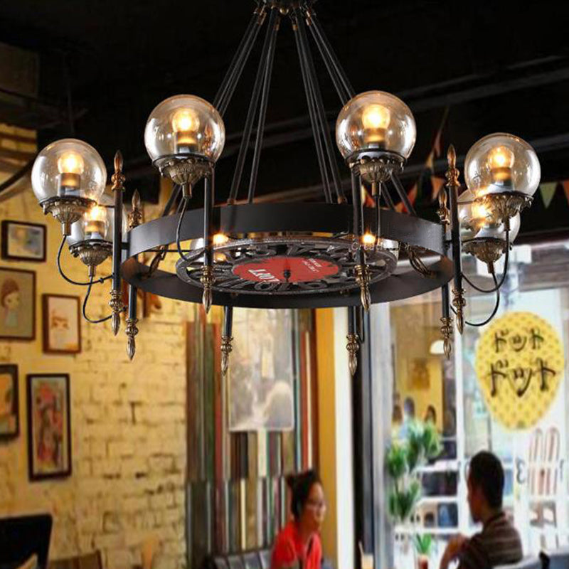 Luz de 6/8 luces lámpara de lámpara de lámpara tradicional lámpara colgante de metal negro para comedor