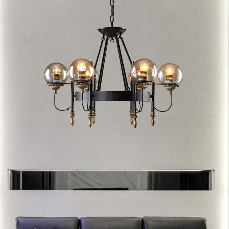 Luz de 6/8 luces lámpara de lámpara de lámpara tradicional lámpara colgante de metal negro para comedor