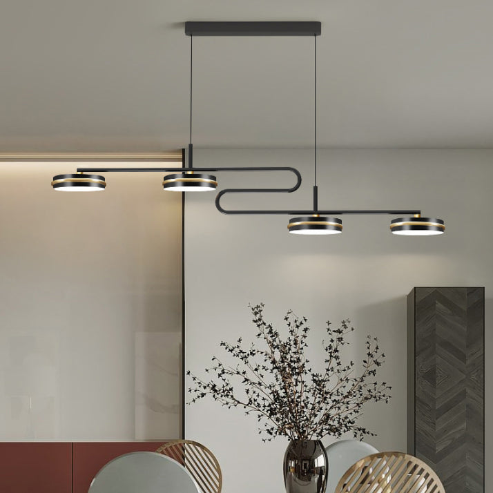 4 lichte lineaire hanglampverlichting Moderne keukeneilandverlichting metalen eiland hanglampen in zwart