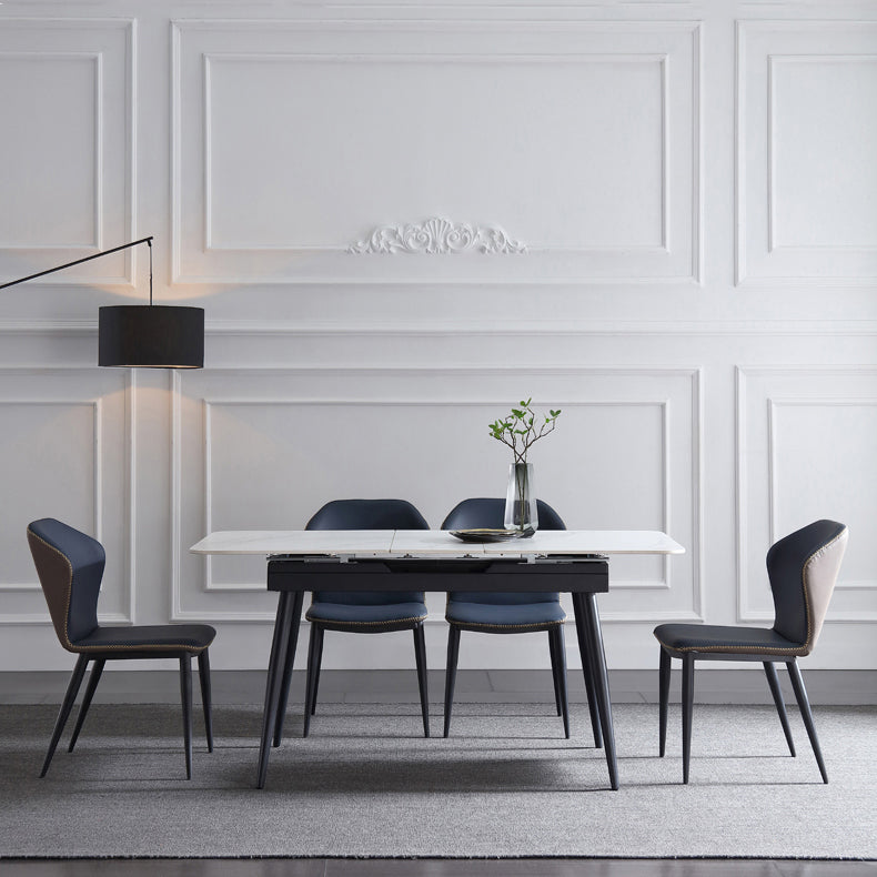 Rectangle Contemporary Sintered Stone Dining Room Set with Removable Leaf Dining Furniture Set