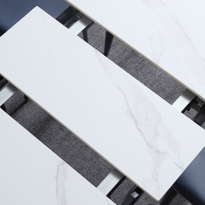 Rectangle Contemporary Sintered Stone Dining Room Set with Removable Leaf Dining Furniture Set