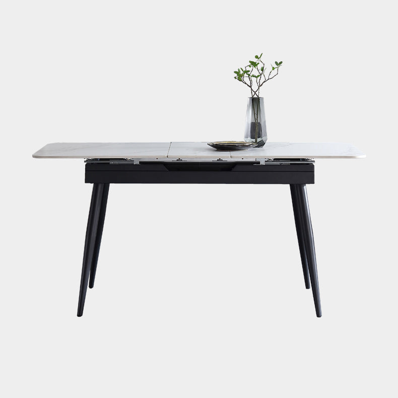 Rectangle Contemporary Sintered Stone Dining Room Set with Removable Leaf Dining Furniture Set