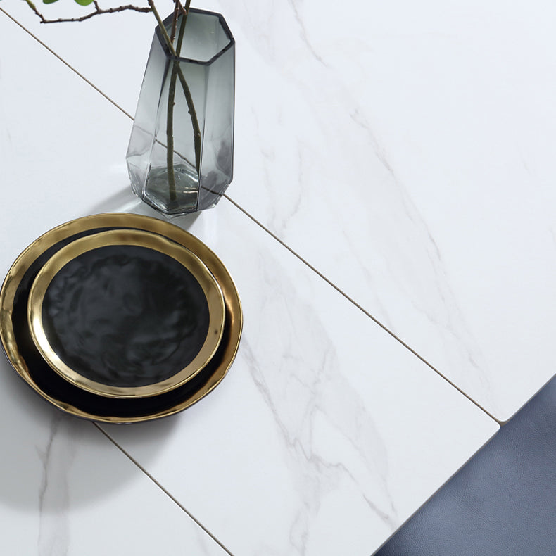 Rectangle Contemporary Sintered Stone Dining Room Set with Removable Leaf Dining Furniture Set