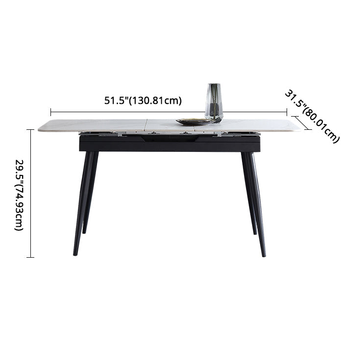 Rectangle Contemporary Sintered Stone Dining Room Set with Removable Leaf Dining Furniture Set