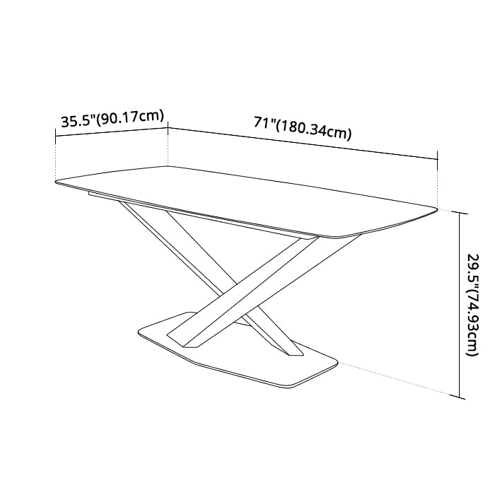 Contemporary Sintered Stone Top Dining Room Set with Rectangle Table and Pedestal Base Dinette Set
