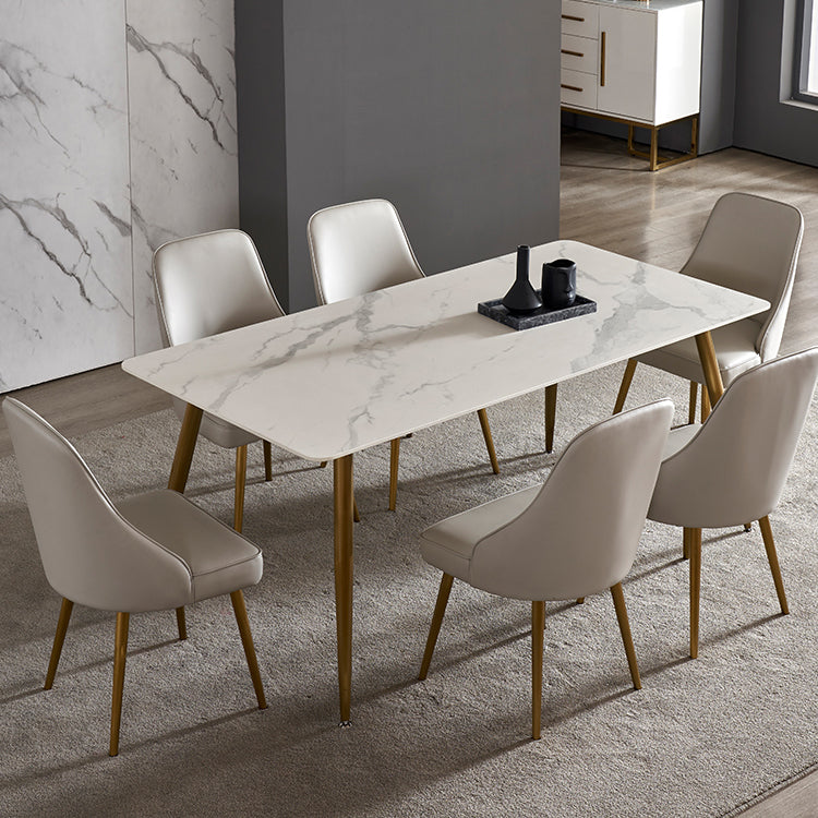 Modern Style Sintered Stone Dining Table with White Rectangle Shape Table for Home Use