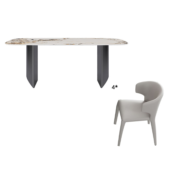 Modern Style Sintered Stone Dining Table with Rectangle Shape Standard Height Table for Home Use