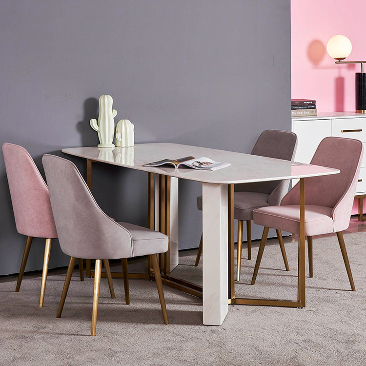 Glam Style Sintered Stone Dining Table with White Rectangle Shape Table for Home Use