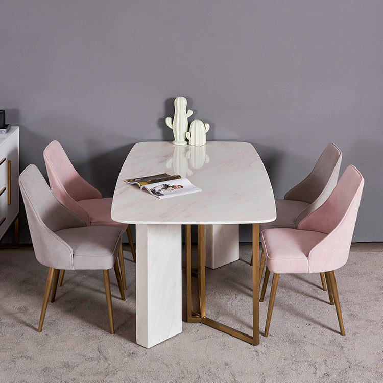 Glam Style Sintered Stone Dining Table with White Rectangle Shape Table for Home Use