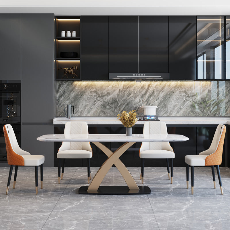 Modern Style Marble Table with White Rectangle Shape Table for Home Use