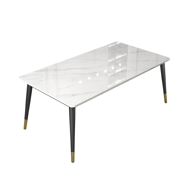 Modern Style Sintered Stone Dining Table with White Table and 4 Legs Base for Home Use