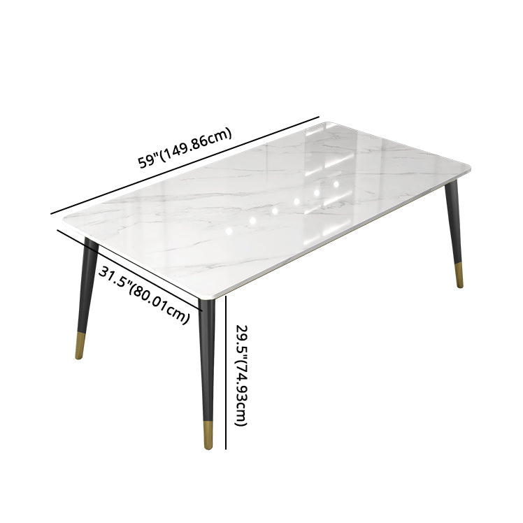 Modern Style Sintered Stone Dining Table with White Table and 4 Legs Base for Home Use