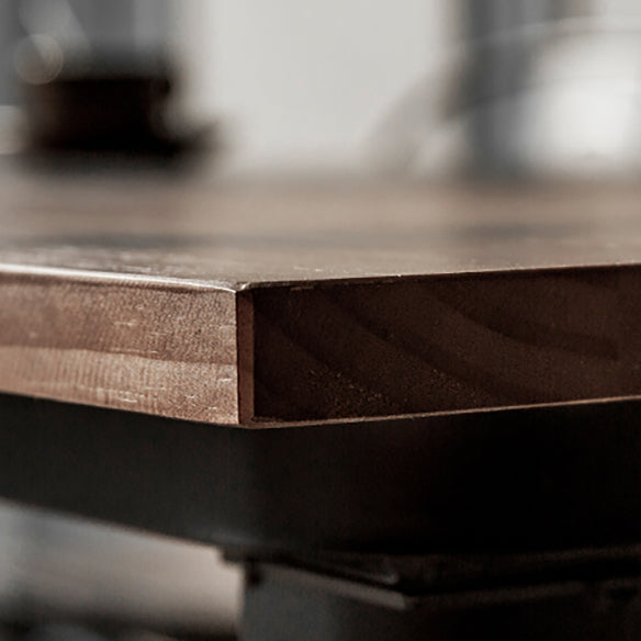 Industrial Dining Table Set with Rectangle Top and Black Base Kitchen Furniture