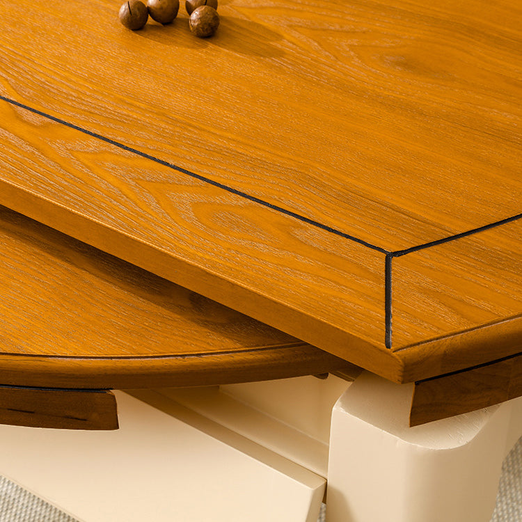 Traditional Solid Wood Dining Room Set with Rectangle Top and White Base Dining Furniture