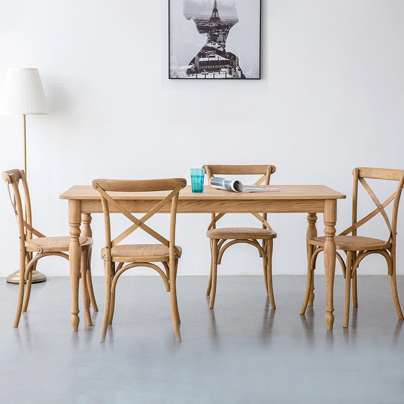 Traditional Solid Wood Dining Room Set with Rectangle Top and 4 Legs Base Dining Furniture