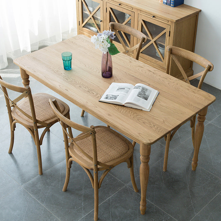 Traditional Solid Wood Dining Room Set with Rectangle Top and 4 Legs Base Dining Furniture