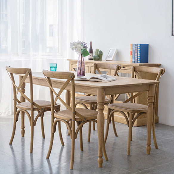 Traditional Solid Wood Dining Room Set with Rectangle Top and 4 Legs Base Dining Furniture