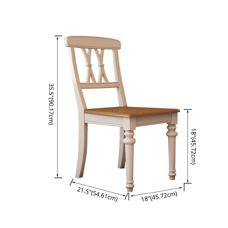 Traditional Wooden Dining Room Set with Rectangle Top and White Base Dining Furniture