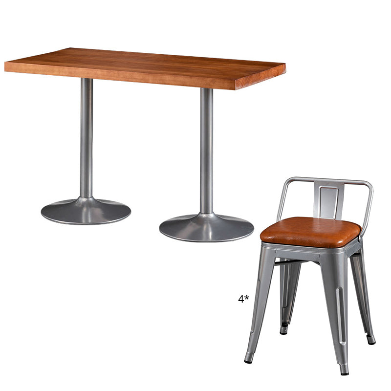 Industrial Wooden Dining Room Set with Rectangle Table and Iron Base Kitchen Table Set