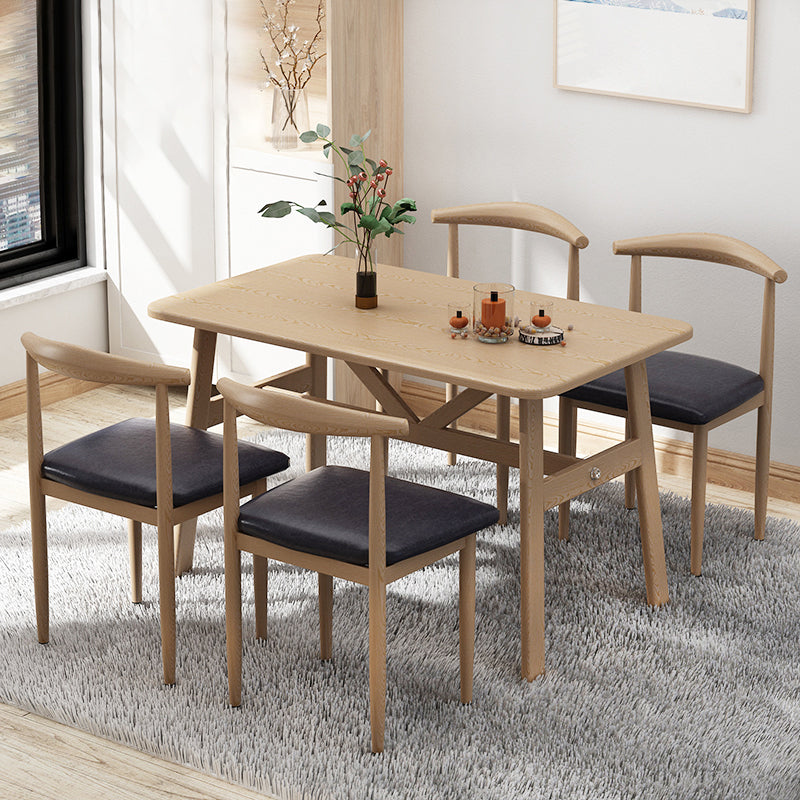 Contemporary Wood Rectangle Shape Dining Furniture 4 Legs Table Formal for Dining Room
