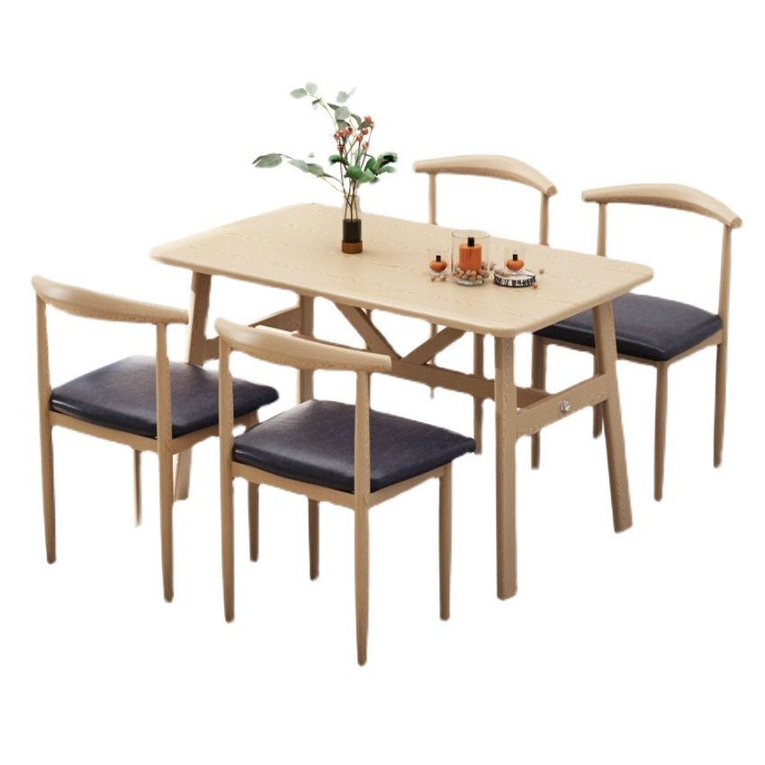 Contemporary Wood Rectangle Shape Dining Furniture 4 Legs Table Formal for Dining Room