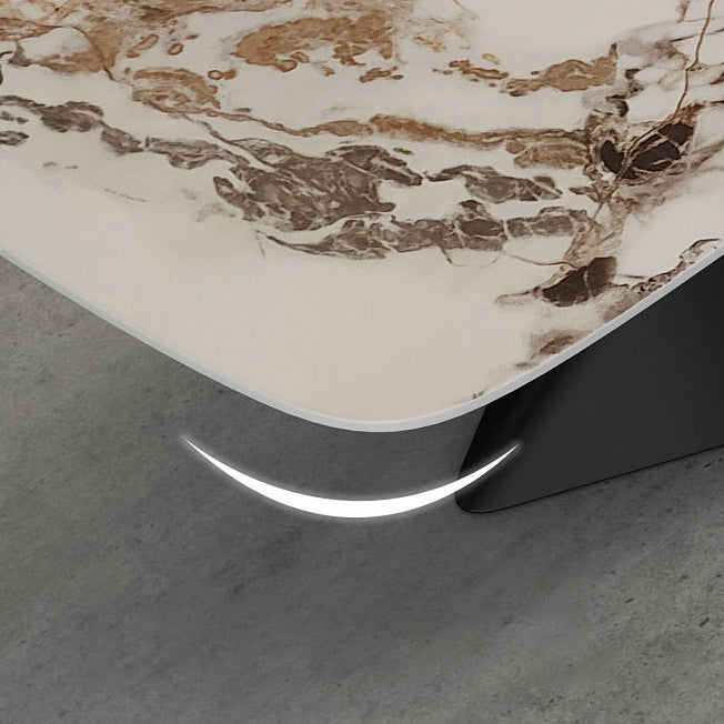 Modern Sintered Stone Dining Set with Rectangle Tabale and Metal Base Dining Room Furniture Set