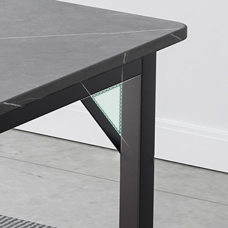 Modern Style Kitchen Rectangle Shape Dining Set Sintered Stone Standard Dining Set in Black