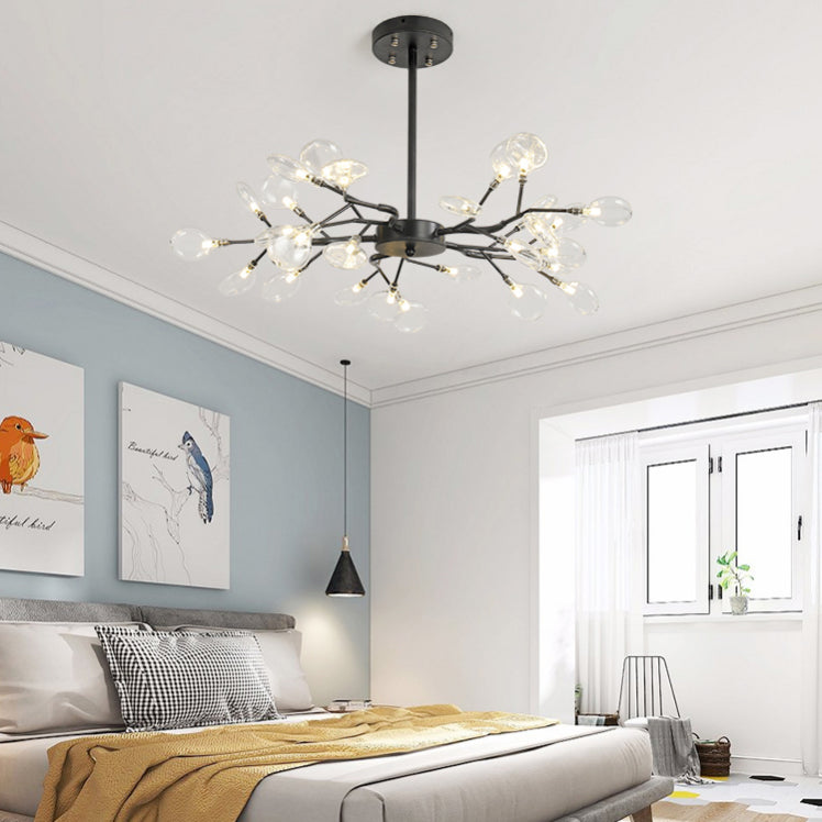 Modern Farmhouse Chandelier with Clear Acrylic Panels Shades Chandelier Lighting Fixtures