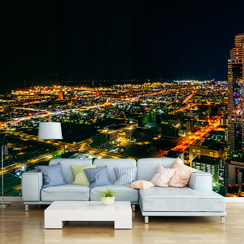 Dubai City Night View Wall Mural Waterproofing Wall Covering for Meeting Room