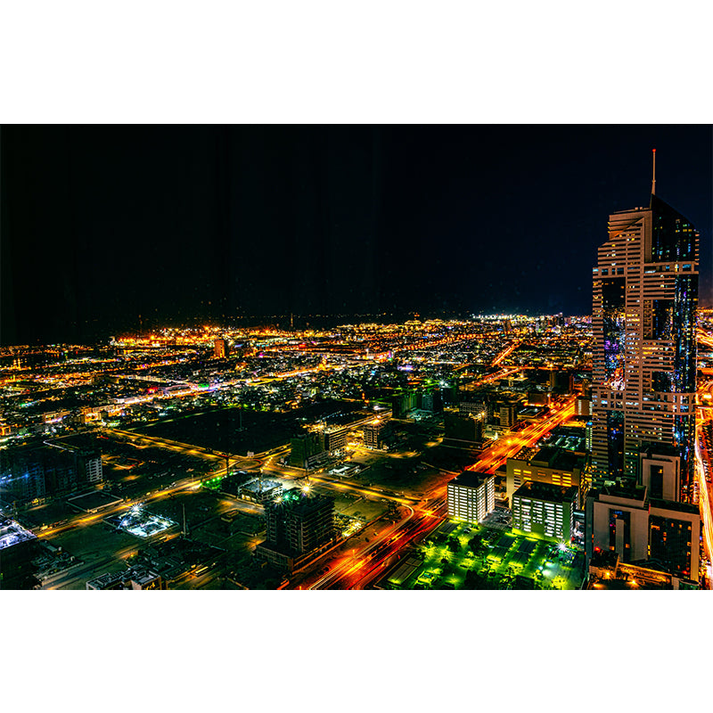 Dubai City Night View Wall Mural Waterproofing Wall Covering for Meeting Room