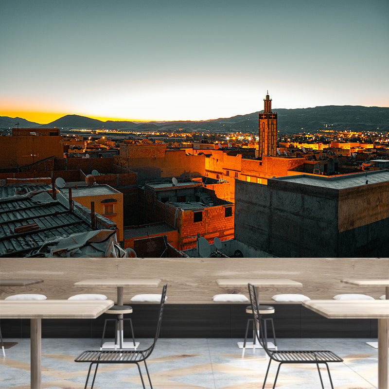 Modern Style City Mural Stain Resistant Wall Art for Living Room, Made to Measure