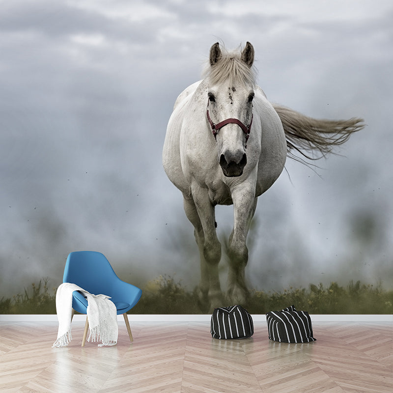 Galloping Horse Animal Mural Wallpaper for Sitting Room, Water Resistant