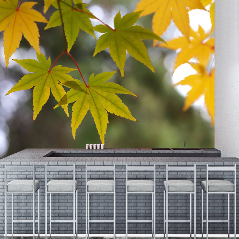 Fall Leaves Mural Wallpaper for Girl Bedroom Customised Size Wall Covering