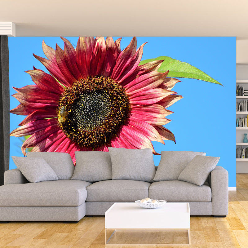 Sunflower Wall Covering for Living Room Flower Mural, Moisture-Resistant
