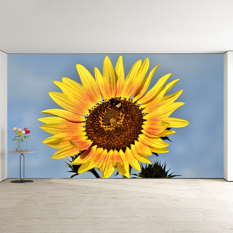 Sunflower Wall Covering for Living Room Flower Mural, Moisture-Resistant