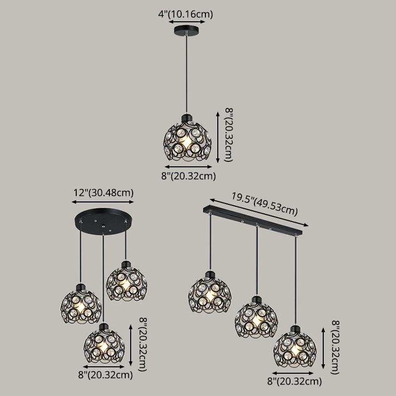 Nordic Style Pendant Lamp Global Suspension Lighting with Crystal Shade