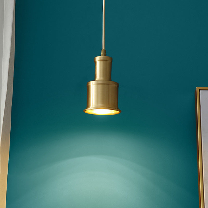 Metal Cylindrical Down Lighting Pendant Nordic Style Pendant Light Fixture in Gold