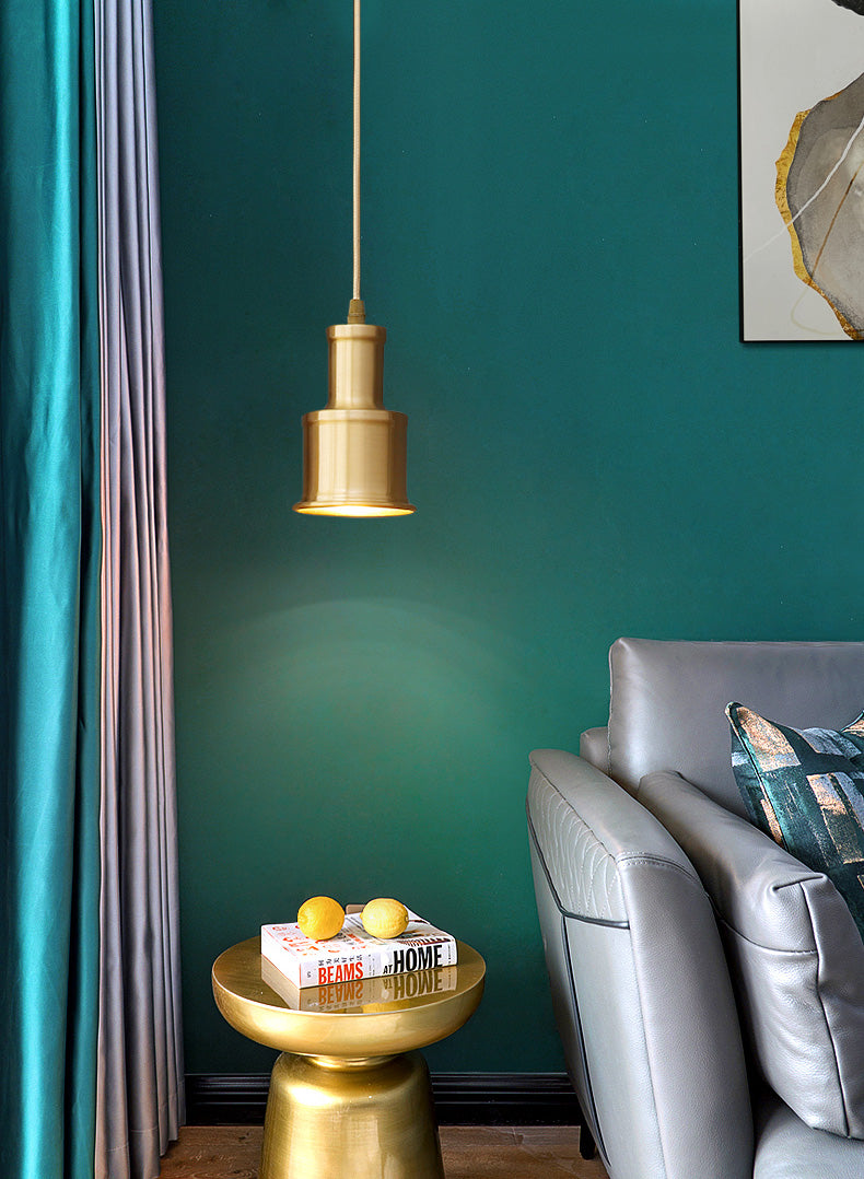Metal Cylindrical Down Lighting Pendant Nordic Style Pendant Light Fixture in Gold