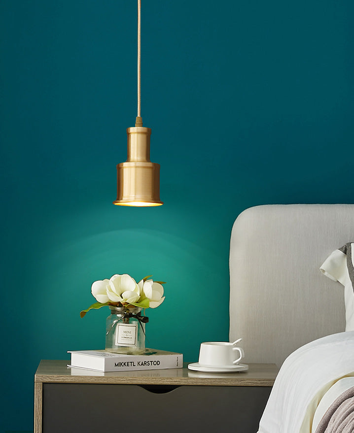Metal Cylindrical Down Lighting Pendant Nordic Style Pendant Light Fixture in Gold