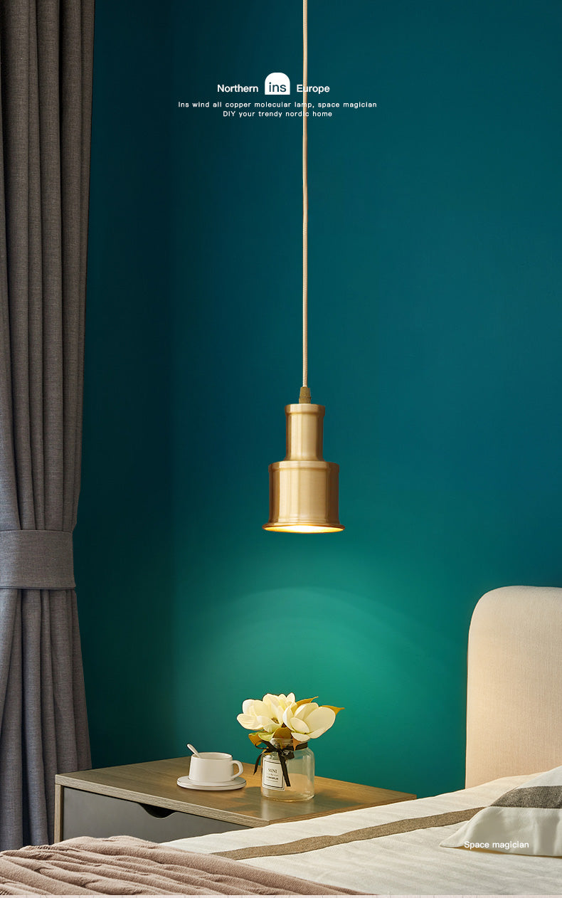 Metal Cylindrical Down Lighting Pendant Nordic Style Pendant Light Fixture in Gold