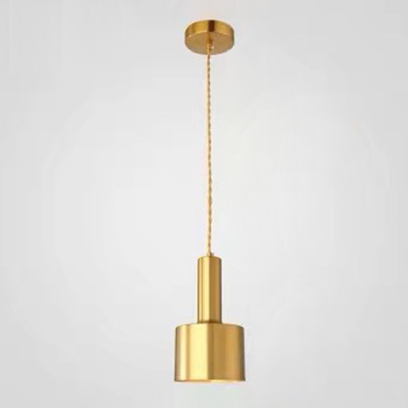 Metal Shaded Pendant Lighting Fixture Simple Style Gold Hanging Lamp Kit for Bedroom