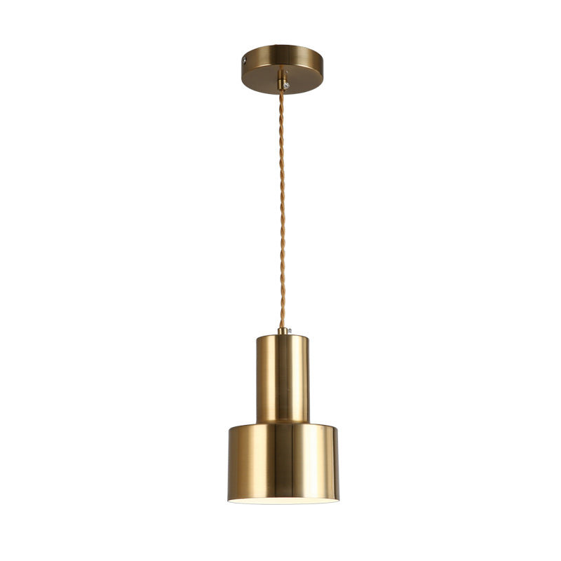 Metal Shaded Pendant Lighting Fixture Simple Style Gold Hanging Lamp Kit for Bedroom